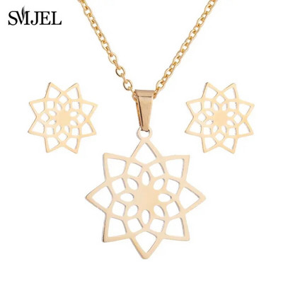 SMJEL Ogrlica s valovima od nehrđajućeg čelika, privjesak Nakit za morske surfere za žene Ocean Wave Charm Choker ogrlice Set naušnica Veleprodaja