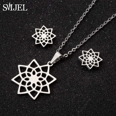 SMJEL Ogrlica s valovima od nehrđajućeg čelika, privjesak Nakit za morske surfere za žene Ocean Wave Charm Choker ogrlice Set naušnica Veleprodaja