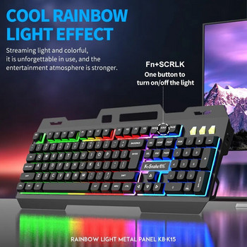 Ενσύρματο πληκτρολόγιο παιχνιδιών με οπίσθιο φωτισμό RGB LED μεταλλική βάση τηλεφώνου 12 Λειτουργία πολυμέσων για επιτραπέζιο παίκτη υπολογιστή υπολογιστή