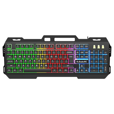 Juhtmega mänguklaviatuur taustavalgustusega RGB LED metallist telefonihoidikuga 12 multimeediafunktsiooniga arvuti lauaarvuti mängijale