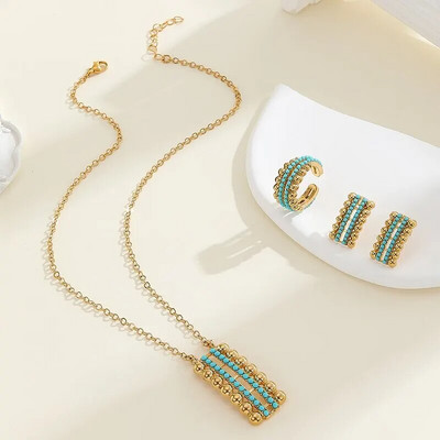 3 τμχ Σετ κοσμήματος σε σχήμα ματιών με κρύσταλλο καρδιά Κρεμαστό κολιέ καρφωτά σκουλαρίκια Δαχτυλίδι σε στυλ μποέμ για γυναίκα Νέο σχέδιο δώρο για πάρτι