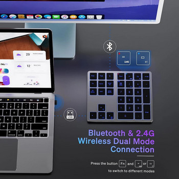 BOW 2.4G Безжична цифрова клавиатура Bluetooth цифрова клавиатура за лаптопи Таблети Двоен режим цифрова клавиатура 34 клавиша