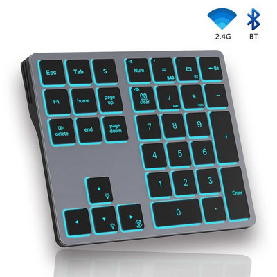 BOW 2.4G Wireless Numeric Keypad Bluetooth Number Keypad for Laptops Tablets Dual Mode Number pad 34 Keys