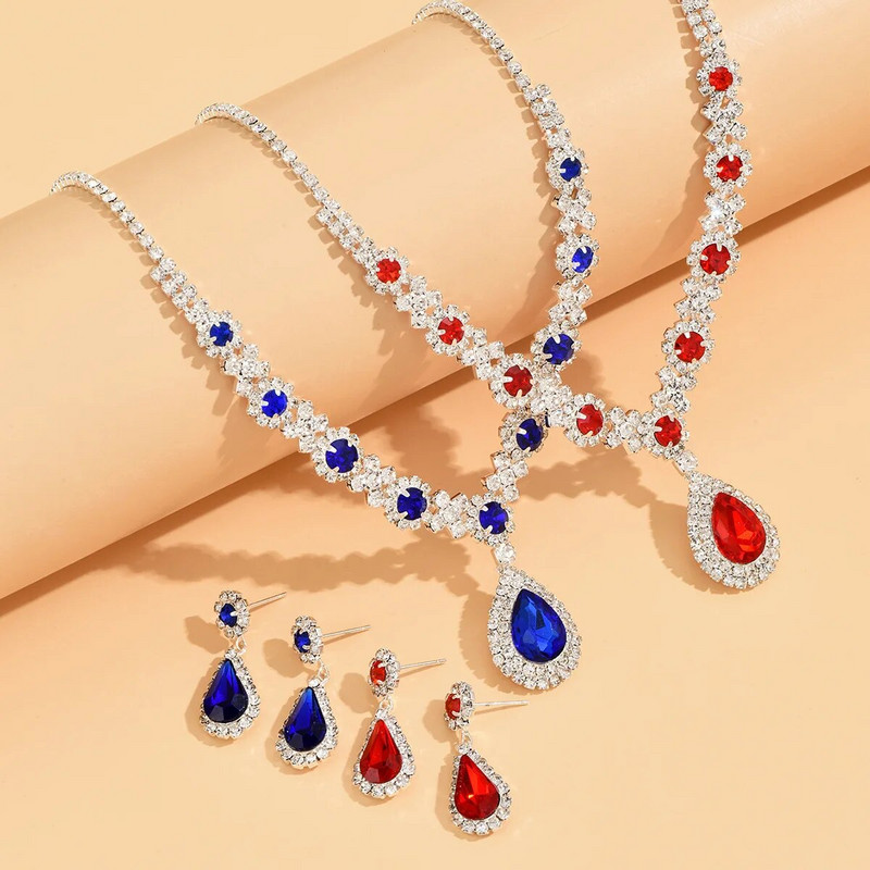 Moodne tipptasemel kristallist kalliskivist daami veetilga kaelakee kõrvarõngakomplekt