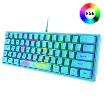 K61 Mechanical keyboard RGB Backlight 1.5M Wired Keyboard 62 Keys Gaming Keyboards Crater architecture Keyboard For PC Laptop