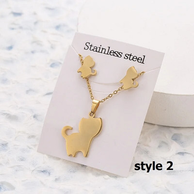 Uus Animal Flower Butterfly ripats roostevabast terasest kaelakee naistele kullavärvi kett kaelakeed kõrvarõngad ehtekomplekt kingitused