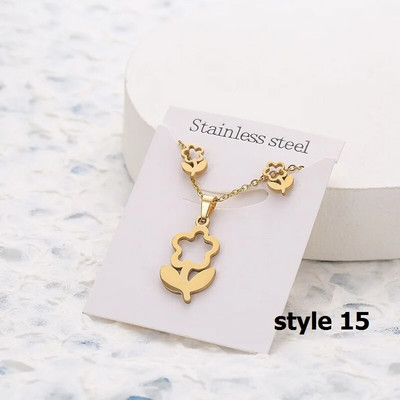 Uus Animal Flower Butterfly ripats roostevabast terasest kaelakee naistele kullavärvi kett kaelakeed kõrvarõngad ehtekomplekt kingitused