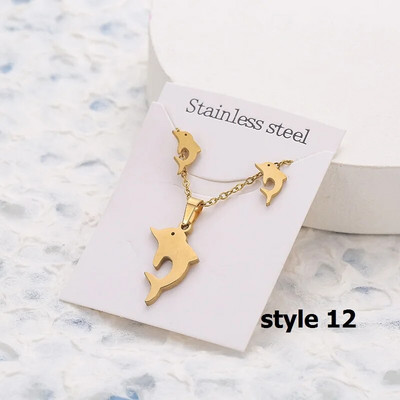 Uus Animal Flower Butterfly ripats roostevabast terasest kaelakee naistele kullavärvi kett kaelakeed kõrvarõngad ehtekomplekt kingitused