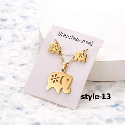 Uus Animal Flower Butterfly ripats roostevabast terasest kaelakee naistele kullavärvi kett kaelakeed kõrvarõngad ehtekomplekt kingitused