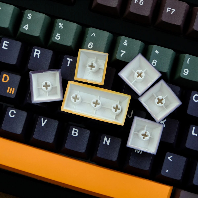 1Komplekti GMK 129 klahvide resonantsklahvkorgid Cherry profiiliga klahvikorgid PBT värvi sublimatsiooniklahv MX-lüliti jaoks 61/64/68/75/87/104/108