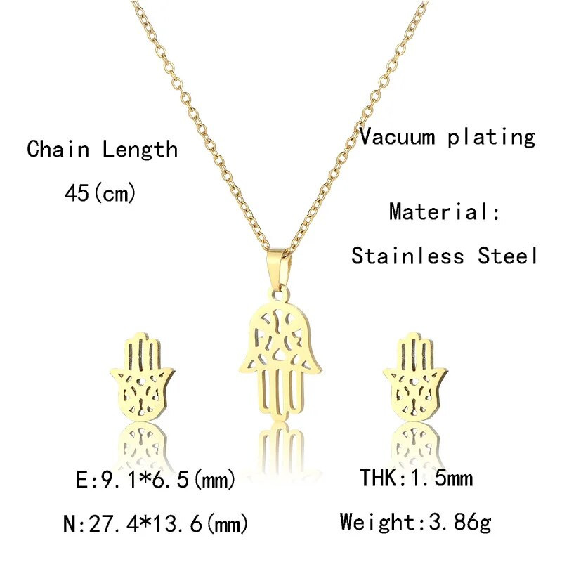 Lucky Türgi islami roostevabast terasest kullavärvi käsi Hamsa ripats kaelakee Fatima käe vintage ehtekomplekt meestele naistele