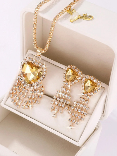 3 tk Naiste Luksuslikud Mood Ehete Kõrvarõngad Kaelakee Komplekt Kvaliteetsed sulamist ehete tarvikud naistele Ehted Kingitused