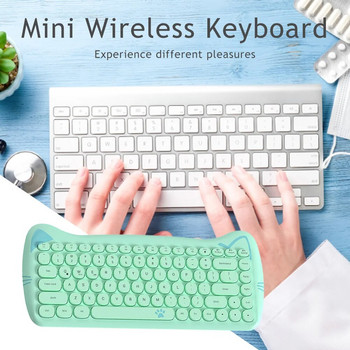 Комплект безжична клавиатура и мишка Компютърна игра Момиче Сладка розова котка във формата на Bluetooth 84 клавиша Комбинации от клавиатура и мишка