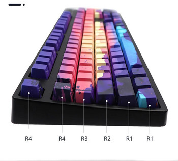 Пурпурни клавишни капачки за околна среда OEM профил Страничен печат Клавиатура PBT 5-странна сублимационна механична клавиатура Клавиатура за MX превключвател