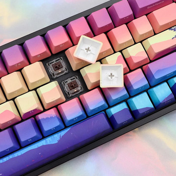 Purple Environment Keycaps OEM προφίλ Πλαϊνή εκτύπωση Πλαϊνό κάλυμμα PBT 5-side Dye Sublimation Mechanical Keyboard Keyboard for MX Switch