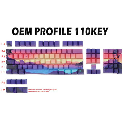 Purpursed keskkonnaklahvistikud OEM-profiili küljeprindiga klahvikork PBT 5-poolne värvaine sublimatsiooniga mehaaniline klaviatuuriklaviatuur MX-lüliti jaoks