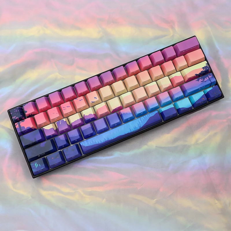 Purpursed keskkonnaklahvistikud OEM-profiili küljeprindiga klahvikork PBT 5-poolne värvaine sublimatsiooniga mehaaniline klaviatuuriklaviatuur MX-lüliti jaoks