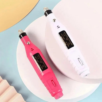 Fushia Pink USB Електрически бормашини за нокти Комплект премахване на лак маникюр педикюр 6 бр пила за нокти шлифовъчни ленти машина писалка за нокти