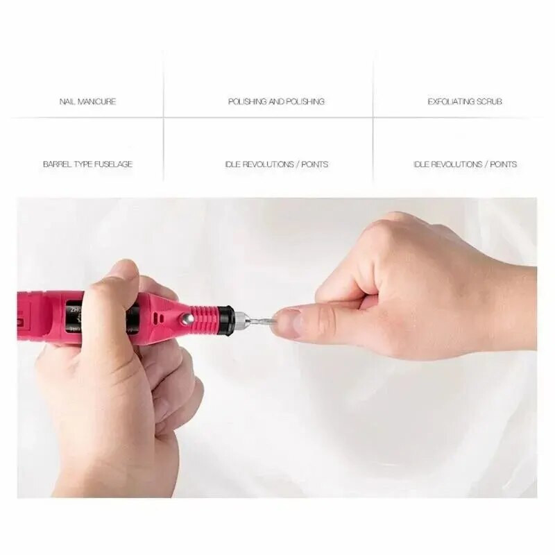 Fushia Pink USB elektriliste küünepuuride komplekt Eemaldage lakk maniküür pediküür 6 tk küüneviili lihvimisribad masin küünte kunsti pliiats