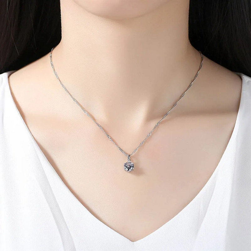 IPARAM Luksuzna ogrlica s privjeskom od cirkona u srebrnoj boji, prsten, naušnica, modni set nakita, dodaci, veličina 6