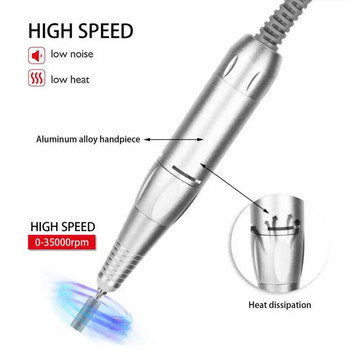 35000RPM Electric Nail Art Drill Pen Handle File Polish Grind Machine Handpiece Εργαλείο μανικιούρ πεντικιούρ Αξεσουάρ για τρυπάνι νυχιών