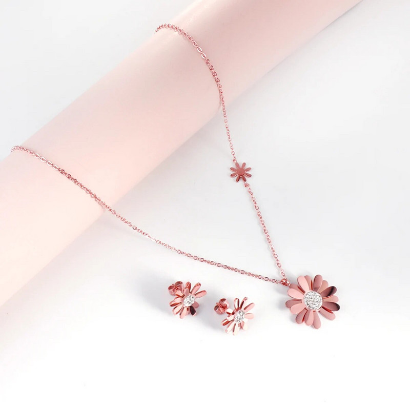 LUXUKISSKIDS Mood Kollane Daisy Luksuslikud ehtekomplektid Korea elegantsed šikkad roostevabast terasest kaelakeed kõrvarõngad naistele kingitused