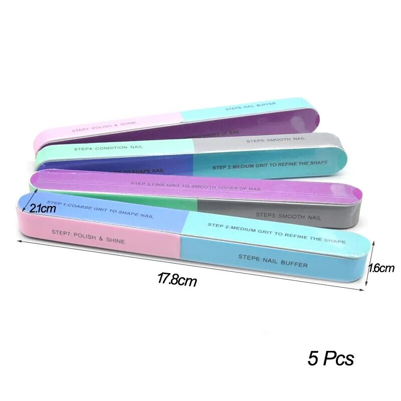 7 Sides Nail Buffer Files Professional Polisher for Nail Art Manicure Polishing Block Buffing Accessories Cream Tools