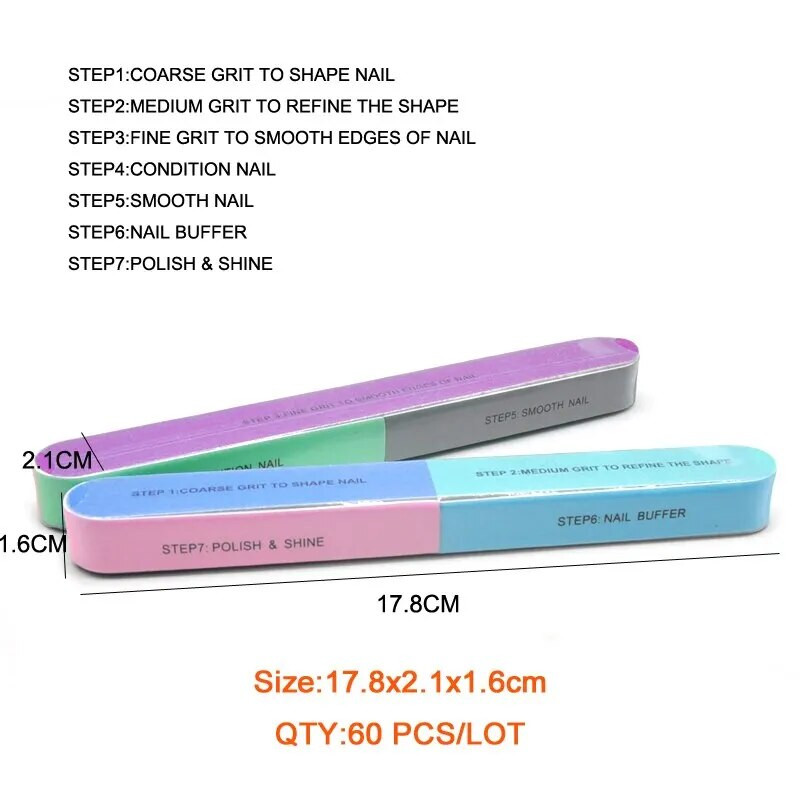7 Sides Nail Buffer Files Professional Polisher for Nail Art Manicure Polishing Block Buffing Accessories Cream Tools