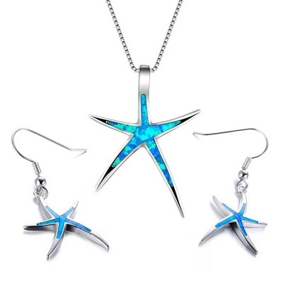 Нов комплект бижута Класически океански стил Морска звезда Висулка Колие от сплав Обеци Дамски сватбен коледен подарък