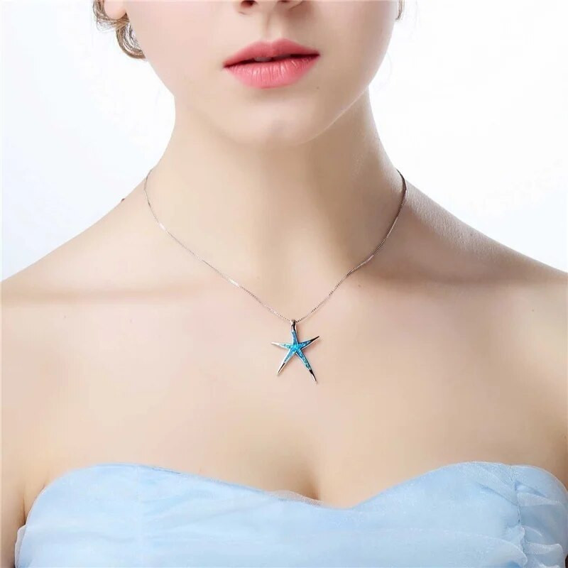 Νέο σετ κοσμημάτων Κλασικό κολιέ αστερίας σε στυλ ωκεανού Σκουλαρίκια κρεμαστό κράμα Γυναικείο χριστουγεννιάτικο δώρο