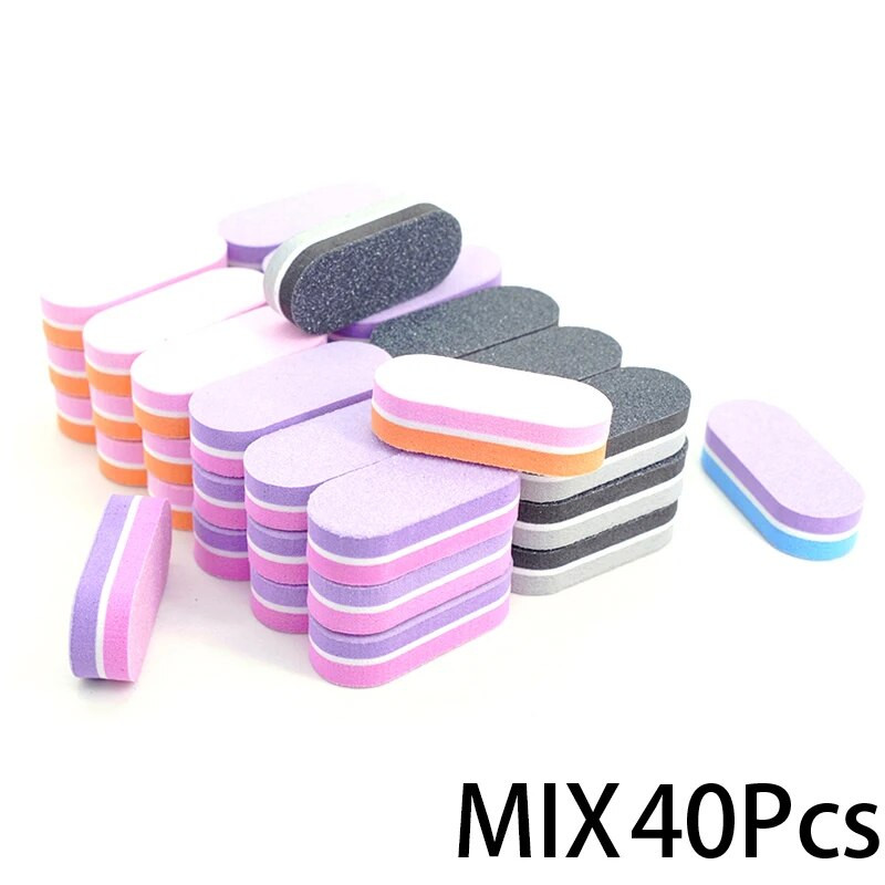 10/20/40 tk Kahevärviline mini küünekäsn Viil Puhverplokk Poleerimine Lihvimisviil Pediküür Maniküüritööriist Geel Tarvikud Aksessuaarid