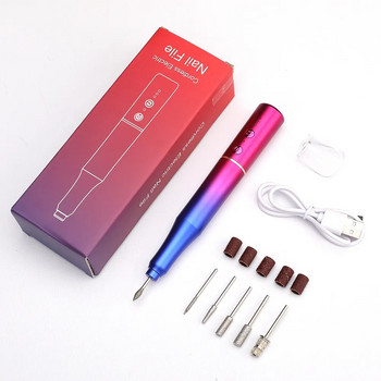 Lnkerco 30000RPM Μηχανή για τρυπάνι νυχιών Gradient Color Electric Nail Trinder for Manicure Milling Cutter Set Gel Polish Remover Tools