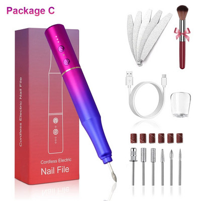 Lnkerco 30000RPM bušilica za nokte Gradient Color električna brusilica za nokte za manikuru Set glodalica Alati za skidanje gel laka