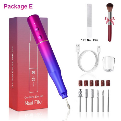 Lnkerco 30000RPM bušilica za nokte Gradient Color električna brusilica za nokte za manikuru Set glodalica Alati za skidanje gel laka