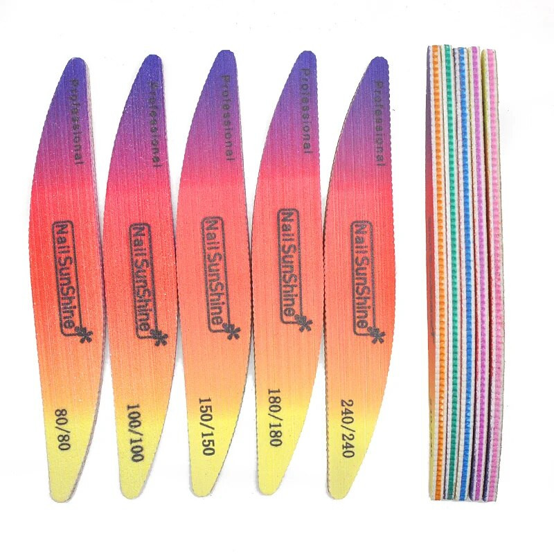 3/5/10 kom./lot Rainbow šarene brusne turpije za nokte 80/100/120/180/240 blok za poliranje Akrilni dodaci za nokte Komplet alata za salon