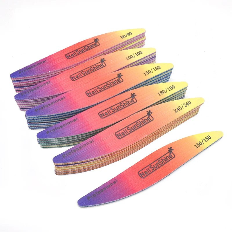 3/5/10 kom./lot Rainbow šarene brusne turpije za nokte 80/100/120/180/240 blok za poliranje Akrilni dodaci za nokte Komplet alata za salon