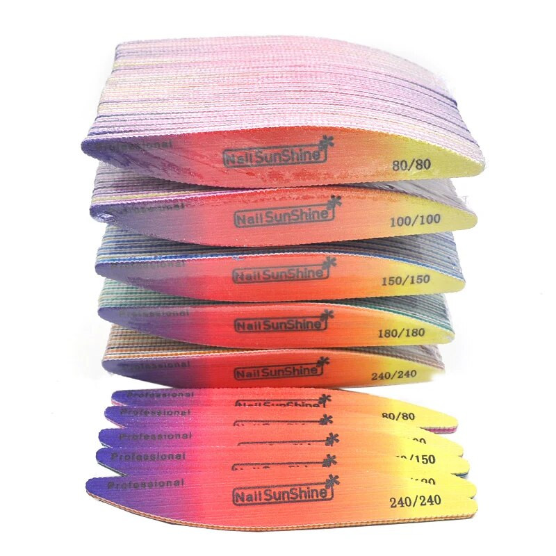3/5/10 kom./lot Rainbow šarene brusne turpije za nokte 80/100/120/180/240 blok za poliranje Akrilni dodaci za nokte Komplet alata za salon