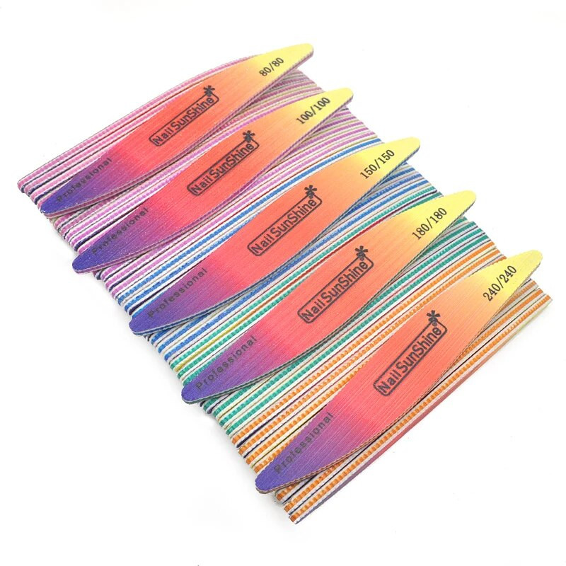 3/5/10 kom./lot Rainbow šarene brusne turpije za nokte 80/100/120/180/240 blok za poliranje Akrilni dodaci za nokte Komplet alata za salon