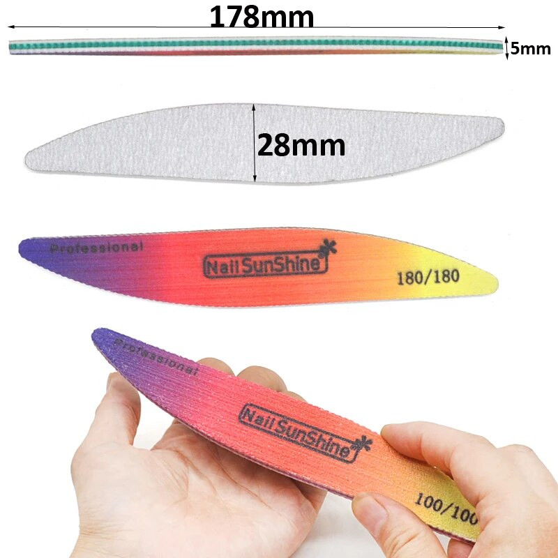 3/5/10 kom./lot Rainbow šarene brusne turpije za nokte 80/100/120/180/240 blok za poliranje Akrilni dodaci za nokte Komplet alata za salon