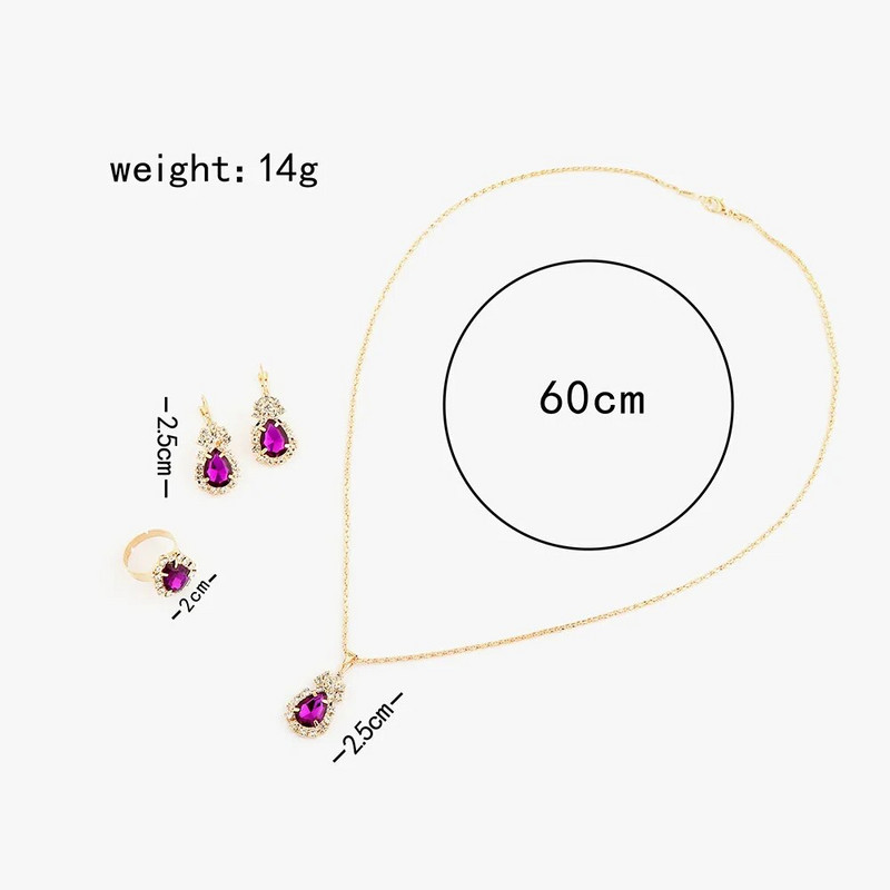 Plavi Cyrstal prsten Ogrlica Set naušnica Kompleti vjenčanog nakita za mladenke Privjesak Naušnice za djevojčice Žene Afrički setovi nakita
