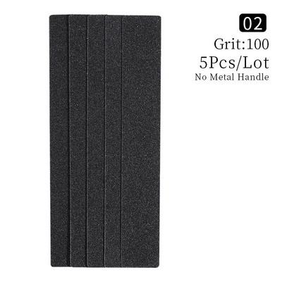 Ίσια ανταλλακτική λίμα νυχιών 100/180/240 Γκρι μαύρο αφαιρούμενο γυαλόχαρτο με λαβή από ανοξείδωτο χάλυβα Μεταλλικές λίμες λείανσης νυχιών
