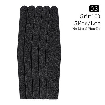 Ίσια ανταλλακτική λίμα νυχιών 100/180/240 Γκρι μαύρο αφαιρούμενο γυαλόχαρτο με λαβή από ανοξείδωτο χάλυβα Μεταλλικές λίμες λείανσης νυχιών