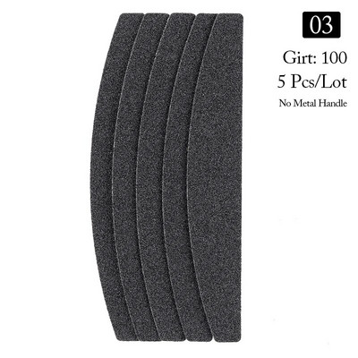 Ίσια ανταλλακτική λίμα νυχιών 100/180/240 Γκρι μαύρο αφαιρούμενο γυαλόχαρτο με λαβή από ανοξείδωτο χάλυβα Μεταλλικές λίμες λείανσης νυχιών