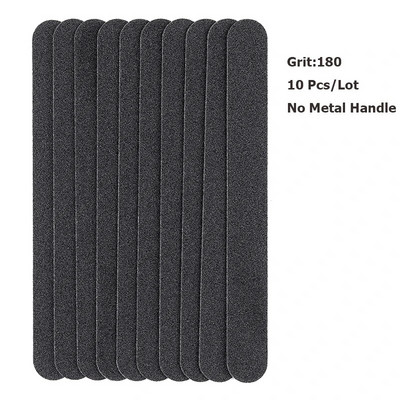 Ίσια ανταλλακτική λίμα νυχιών 100/180/240 Γκρι μαύρο αφαιρούμενο γυαλόχαρτο με λαβή από ανοξείδωτο χάλυβα Μεταλλικές λίμες λείανσης νυχιών