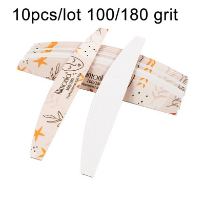 10Pcs/Lot Turpija za nokte 100 180 Profesionalne drvene dvostrane brusne turpije Dodaci za nokte Alat za salon za manikuru