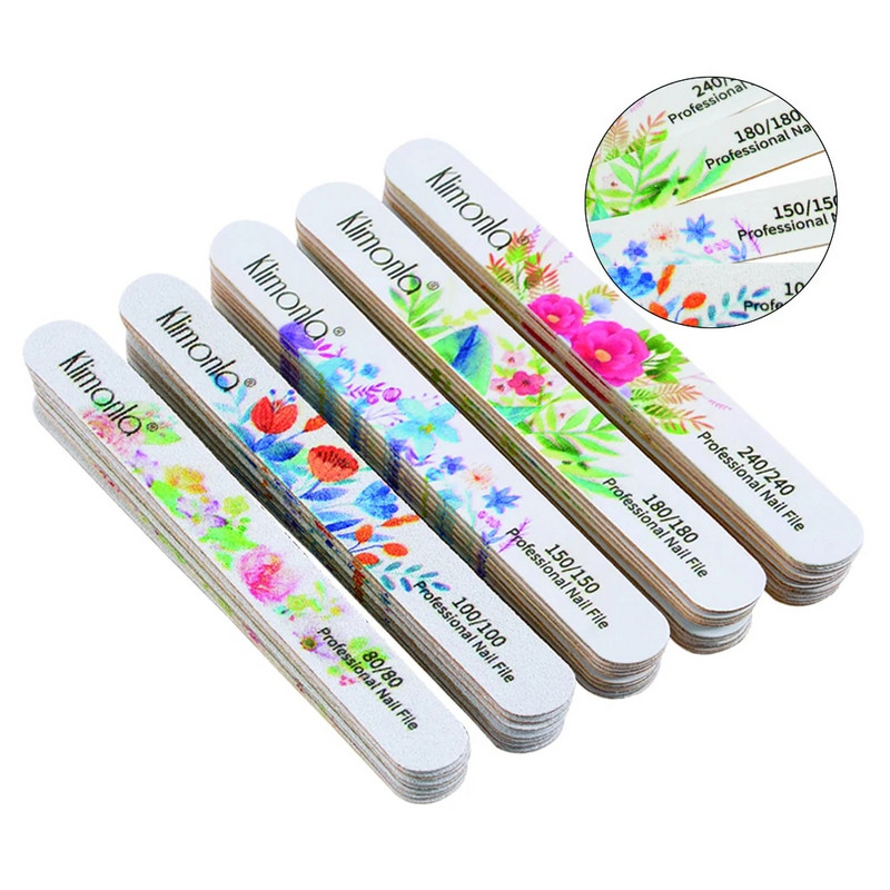 10Pcs/Lot Turpija za nokte 100 180 Profesionalne drvene dvostrane brusne turpije Dodaci za nokte Alat za salon za manikuru