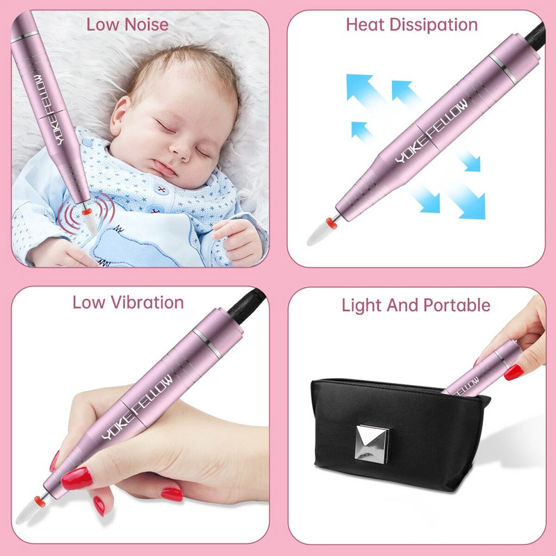 Elektriline küünepuurimasin maniküüri pediküüriks koos keraamilise küünepuurikomplektiga 30000/35000RPM küünelaki pliiatsi salongitööriist