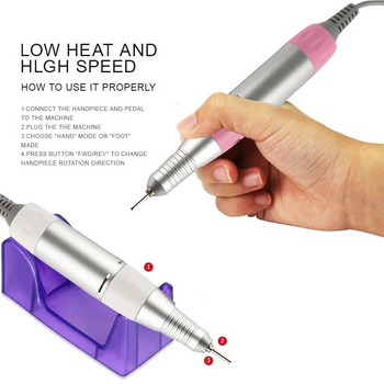 Electric Nail Art Drill Pen 35000RPM Handle File Polish Grind Machine Handpiece Εργαλείο μανικιούρ πεντικιούρ Εργαλείο τέχνης νυχιών