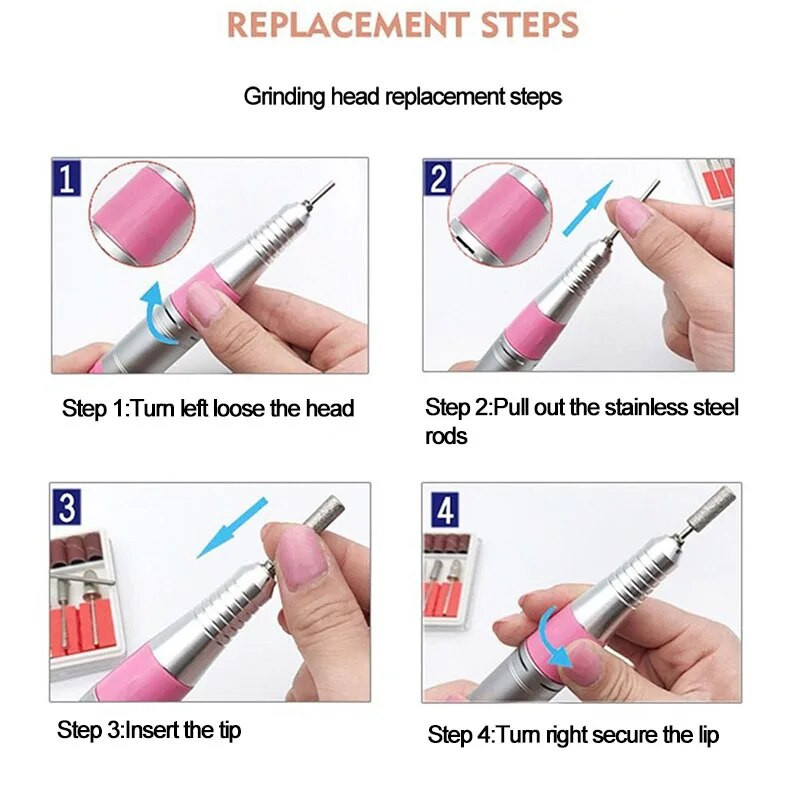 Električna bušilica za nokte 35000 RPM Drška Turpija Stroj za brušenje Nasadnik Alat za manikuru Pedikura Alat za uređenje noktiju