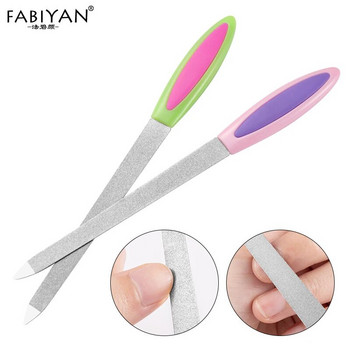 Nail Art File Buffer Διπλής όψης Μεταλλική ράβδος λείανσης Scrub μανικιούρ πεντικιούρ Εργαλεία αφαίρεσης από ανοξείδωτο χάλυβα βερνίκι gel UV Acrylic